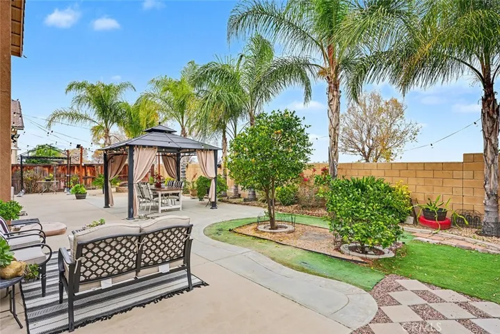 Fruit tree and landscaped yard