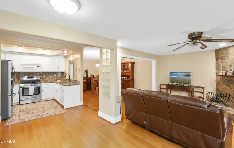 Kitchen, family room and dining area