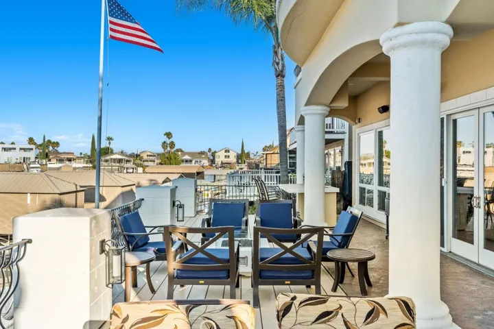 View of patio with a residential view and french doors