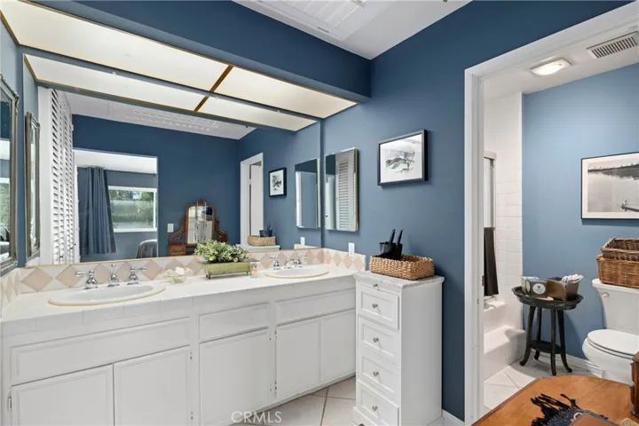 Primary bath with dual vanities and skylight