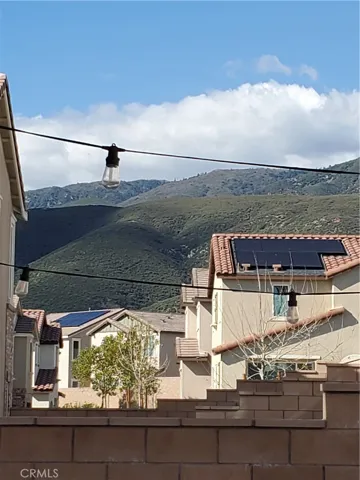 Beautiful Mountain Views through the party lights in the backyard