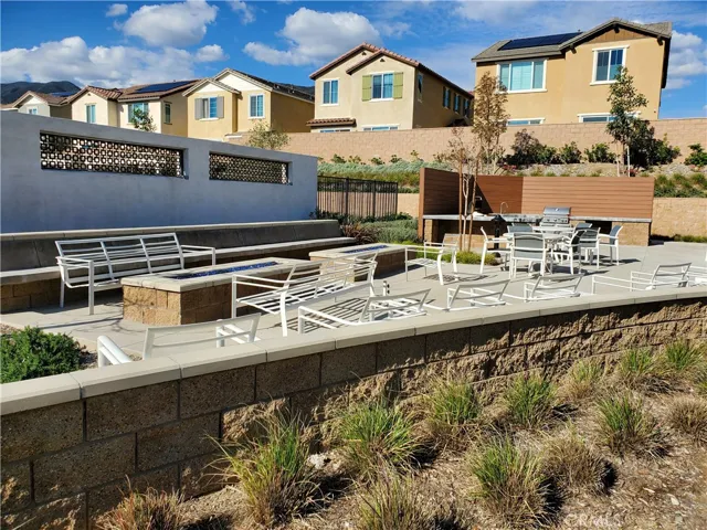 Seating area near fire pits and BBQs
