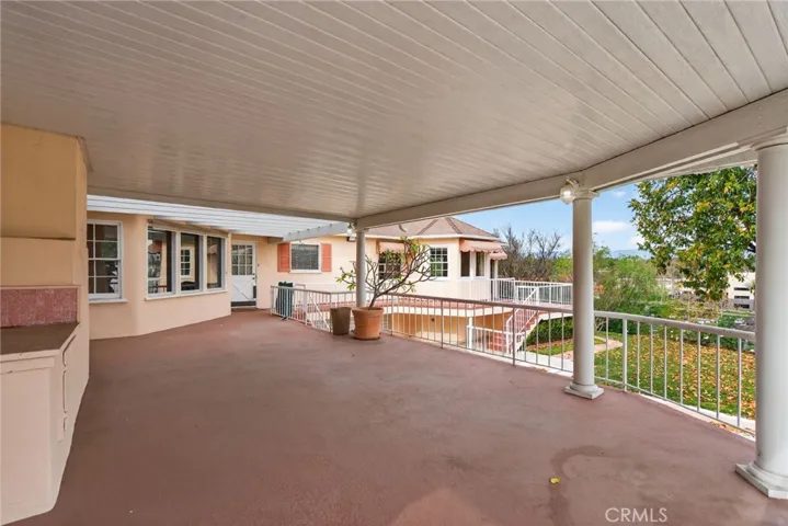 Spacious covered deck with view