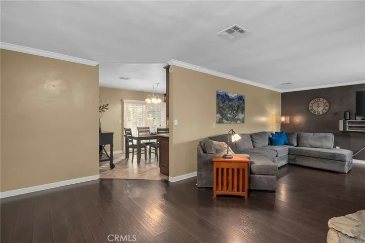 Looking from entry into the living and dining rooms.