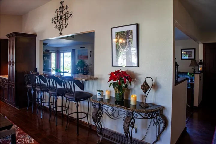 Eat-at bar looing into family room