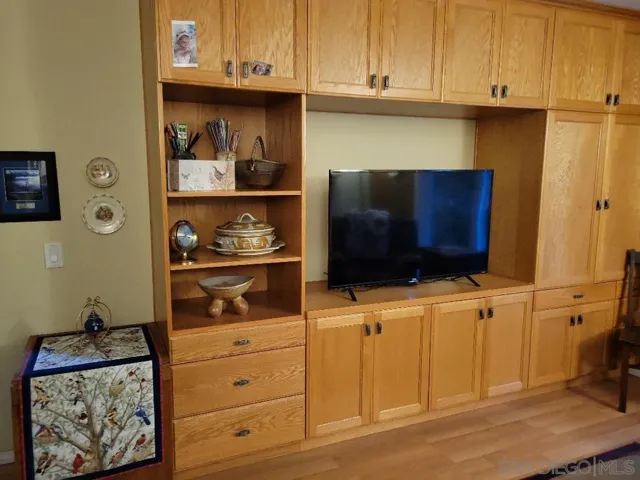 Entertainment Center located in Den area with numerous storage space for devices, books, etc. etc.