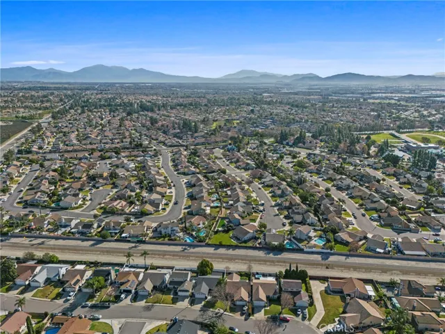 drone image - surrounding town