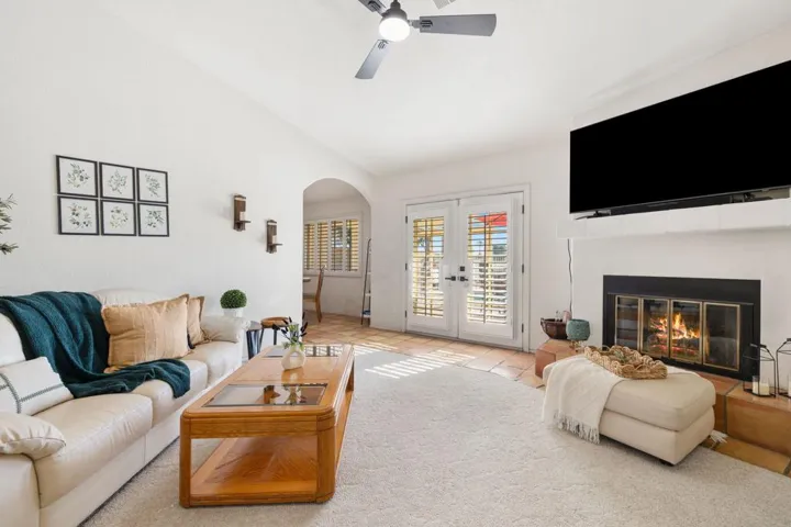 living area with fireplace