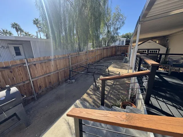 private outdoor patio with shed access
