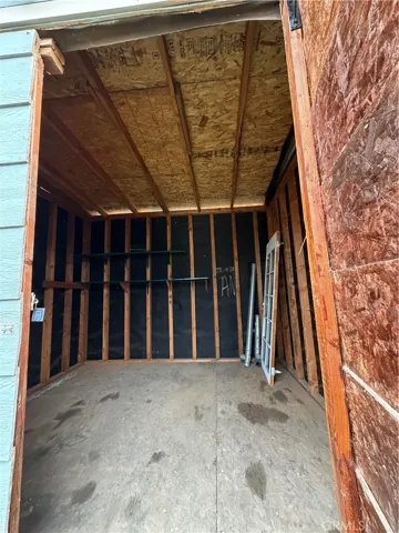 Inside shed