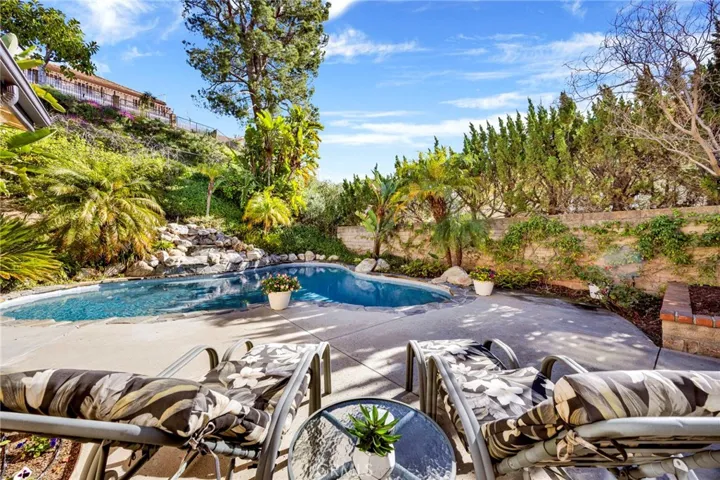 Pool area with waterfall