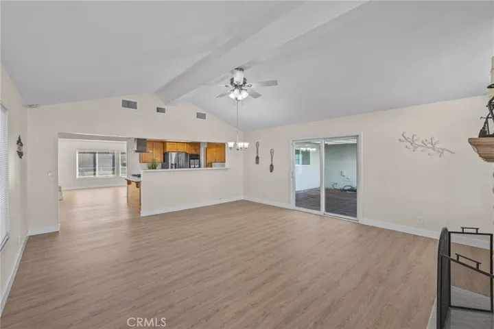 Family room shows access to kitchen