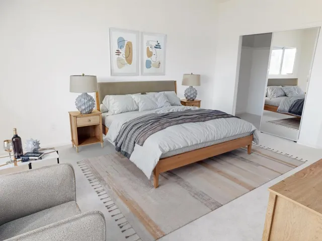 Bedroom with a closet  (Virtual Stage)