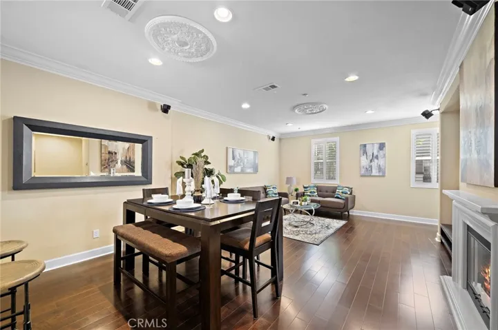 dining area opens up to living room