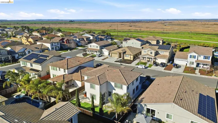 Aerial perspective of suburban area