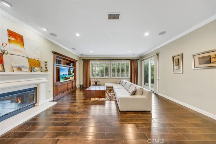 Family room with fireplace