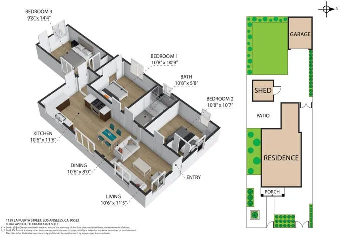 1129 La Puerta St - 3D Floor plan #2