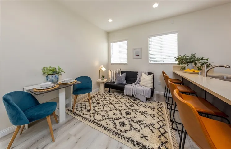 ADU's Living Room and Kitchen's island.