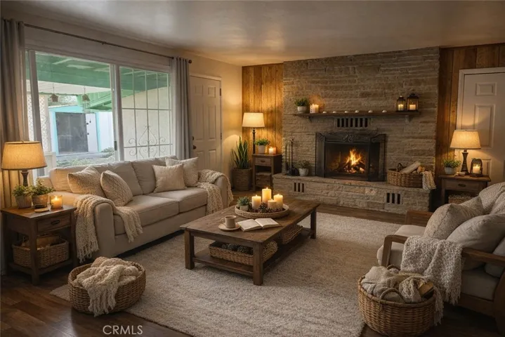 Living room virtually staged