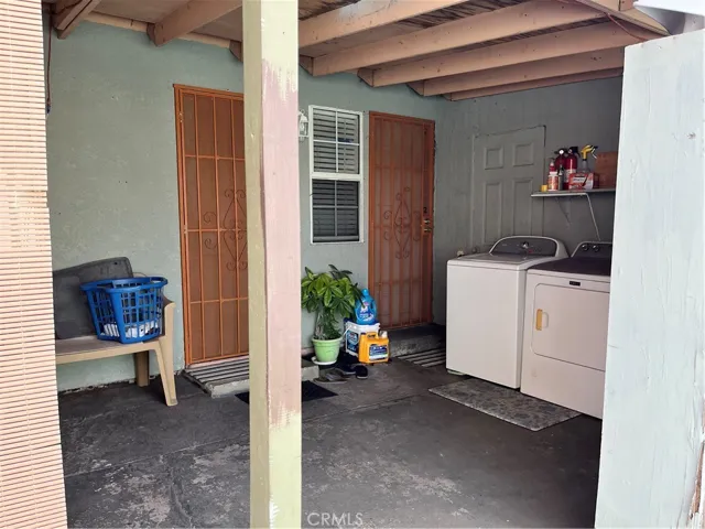 Side patio and door to ADU