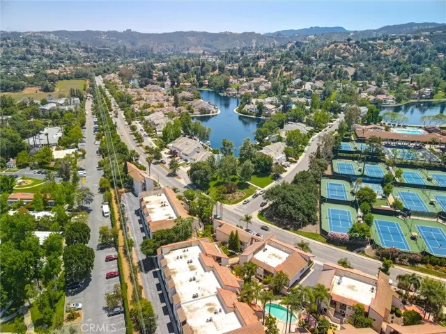 Building is located across the street from the Calabasas Lake