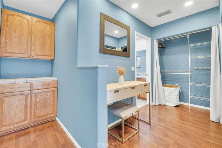 Built In Linen Cabinets in Primary Bedroom En Suite Full Bathroom Area.