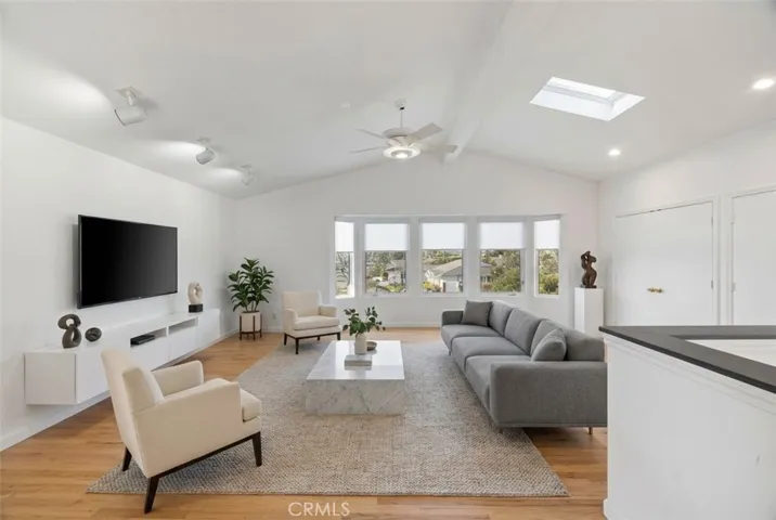 Furniture is virtually staged of upstairs living room