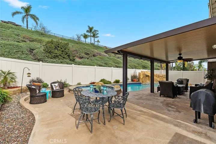 Perfect for Entertaining, the Backyard offers space for Dining Al-Fresco, Poolside!
