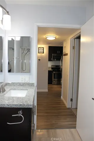 View of hallway from bathroom