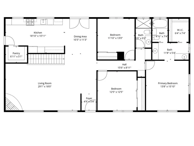 Floorplan of main level. Measurements and layout are approximate.