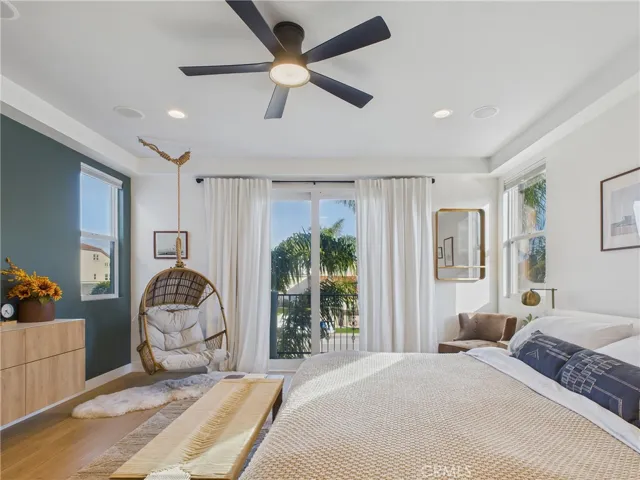 Primary suite with deck and two closets