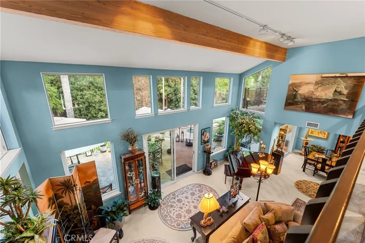 View from loft to living room below.