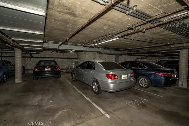 Subterranean parking garage with elevator