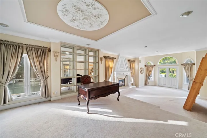 Library adjoins living room