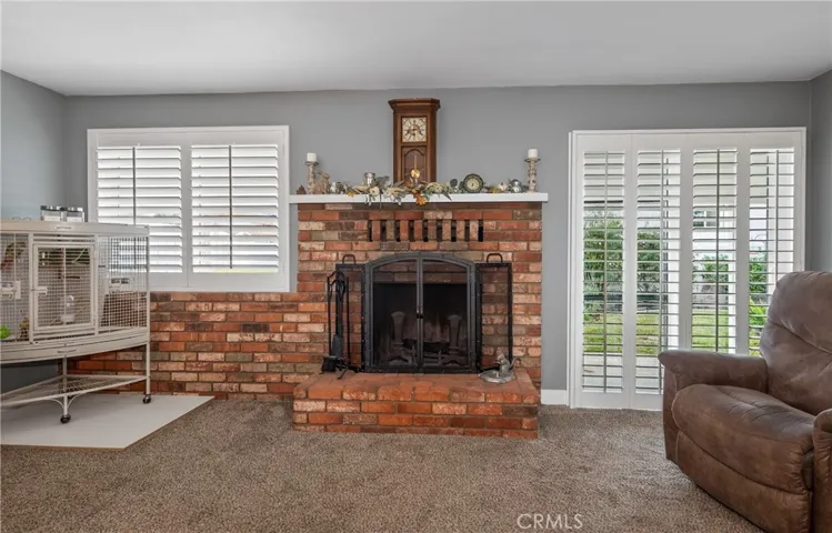 Cozy brick fireplace