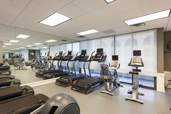 One of two separate exercise rooms.  Cardio and weight rooms are open 24 hours a day.  Fresh towels and water, separate men's and women's saunas, steam rooms, showers, and locker areas for you and your guests.