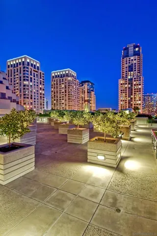A grove of citrus trees provide fresh fruit and a quiet retreat on the outdoor plaza.