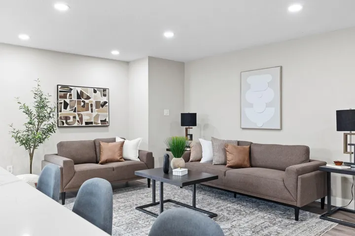 Living room featuring recessed lighting and wood finished floors