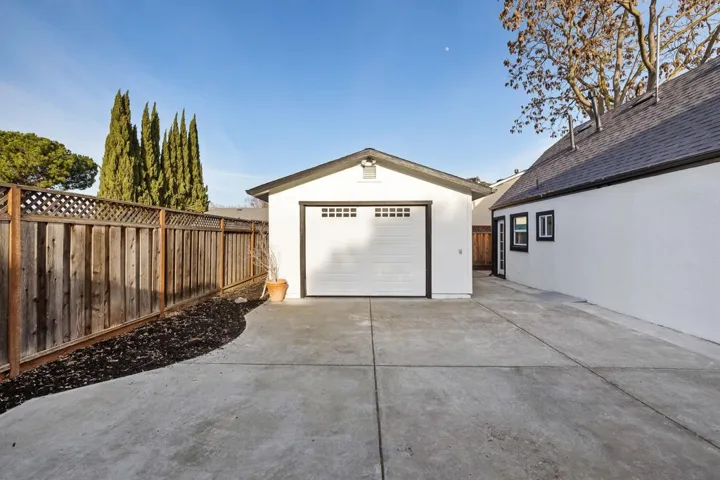Detached garage with driveway