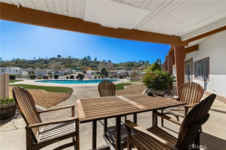 Clubhouse seating near pool