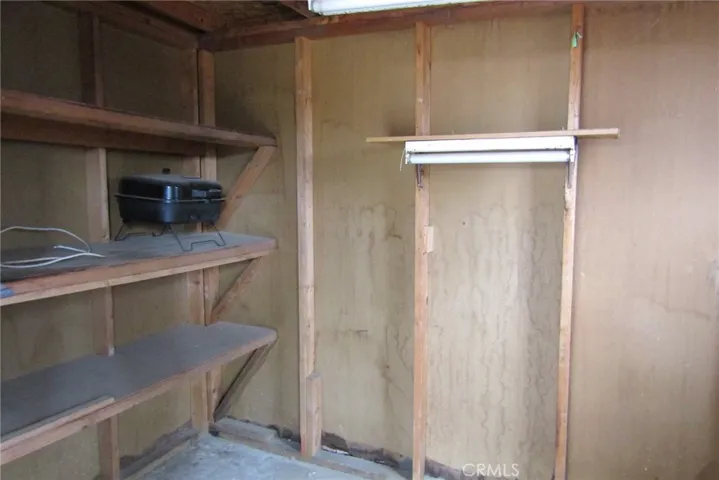 Interior of storage shed
