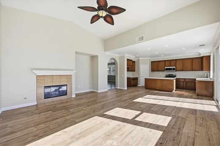 FAMILY ROOM W/ FIREPLACE AND KITCHEN