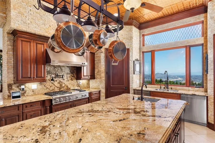 Kitchen island with sink.