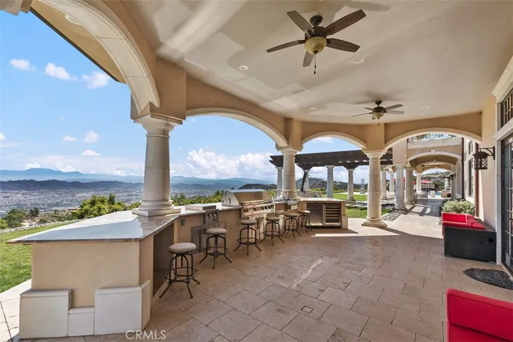 Backyard BBQ covered patio area.
