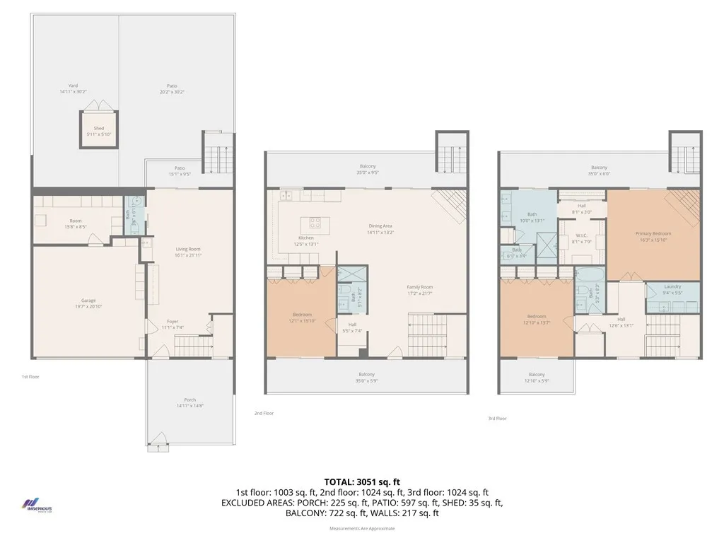 Floor Plans Showing Additional Square Footage of Office Space and Patios Bringing the total useable inside to Over 3000sqft