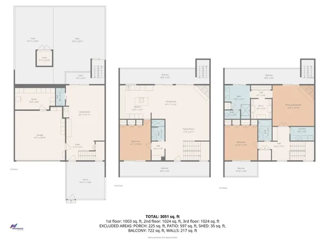 Floor Plans Showing Additional Square Footage of Office Space and Patios Bringing the total useable inside to Over 3000sqft
