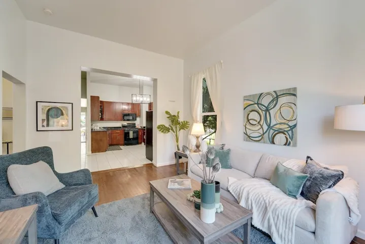 Living room featuring light wood-style floors