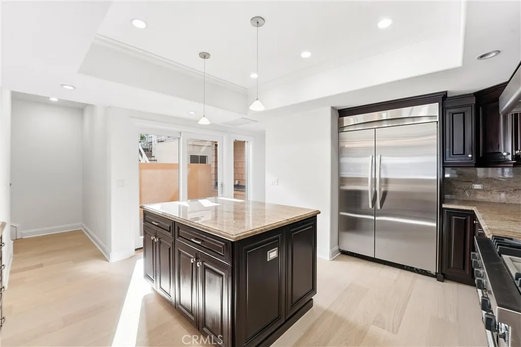 Choices, up the stair on the left or out to the patio?