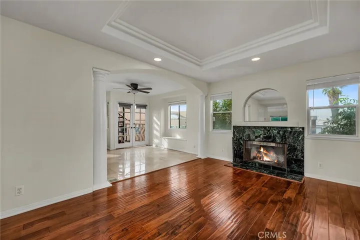 Living Room with virtually staged fire