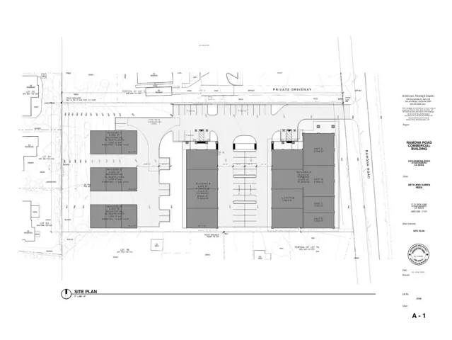 5 proposed buildings including offices, commercial and 3 residential tri-plexs